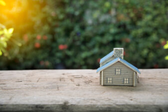 small house on a green background