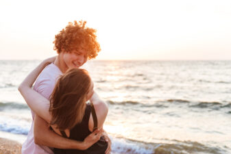 romantic young couple on the beach