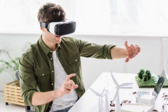 man using a virtual reality headset