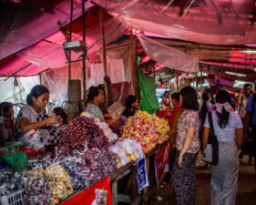 Covered street market in Yangon