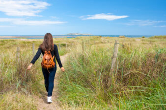 Woman walking on a path