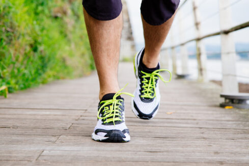 Close up of legs and running shoes