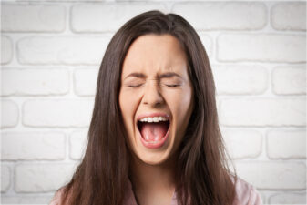 Screaming brunette woman