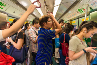 people on a crowded train