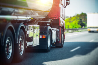 Semi trucks on the street