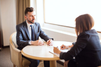 business people talking over a table