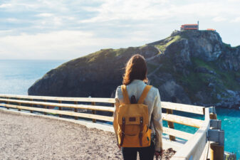 traveling woman looking at the sights