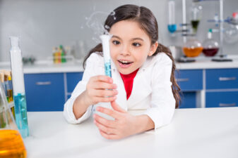 Girl in chemical lab