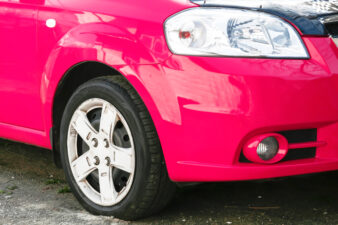 Closeup of pink car