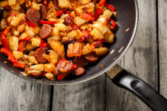 Breakfast potatoes in pan