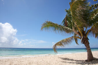 Beautiful turquoise sea & golden sand on the beach, Falmouth, Ja