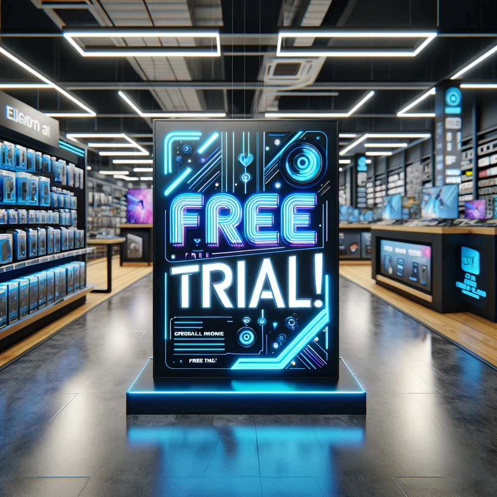 illuminated free trial sign