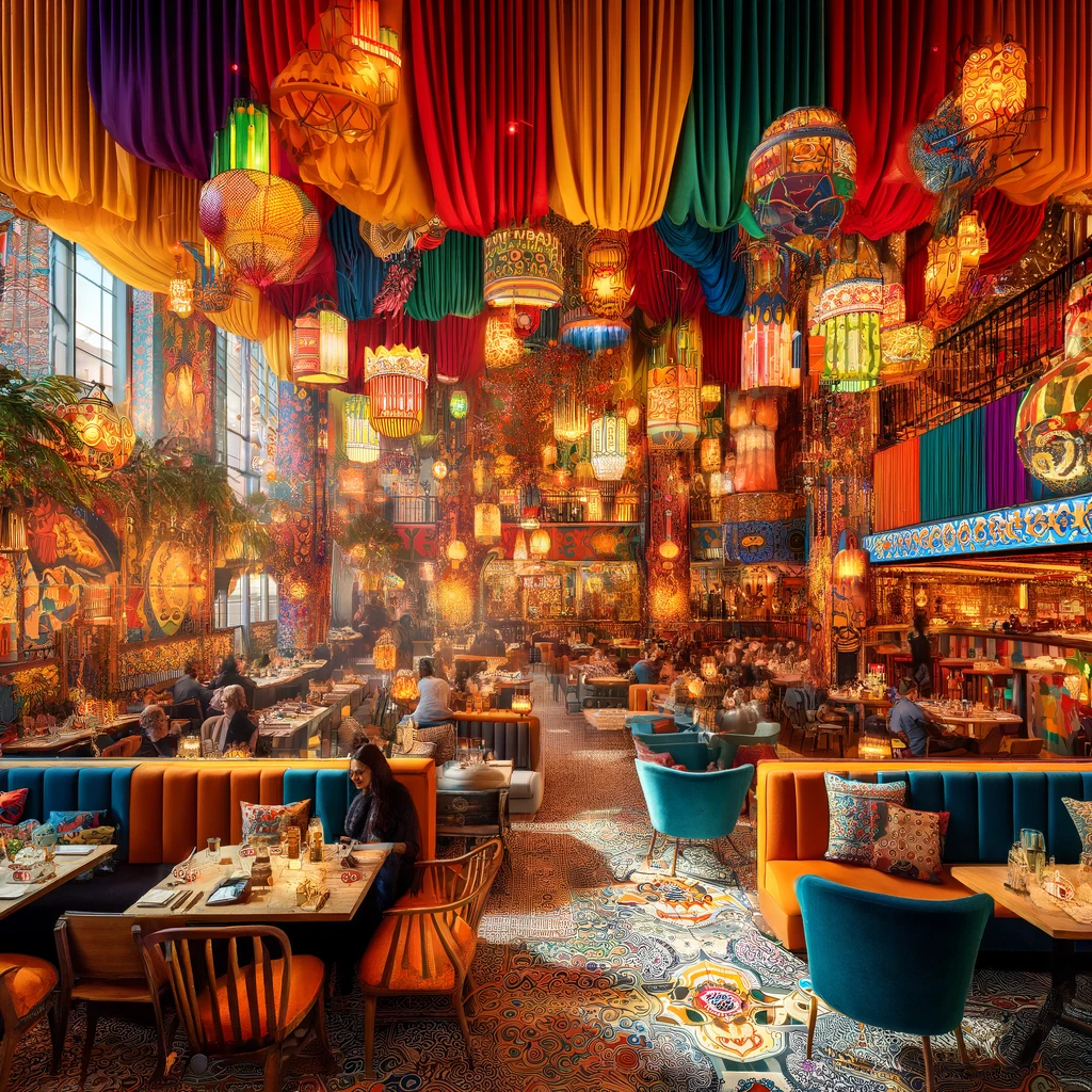 illustration of colorful restaurant