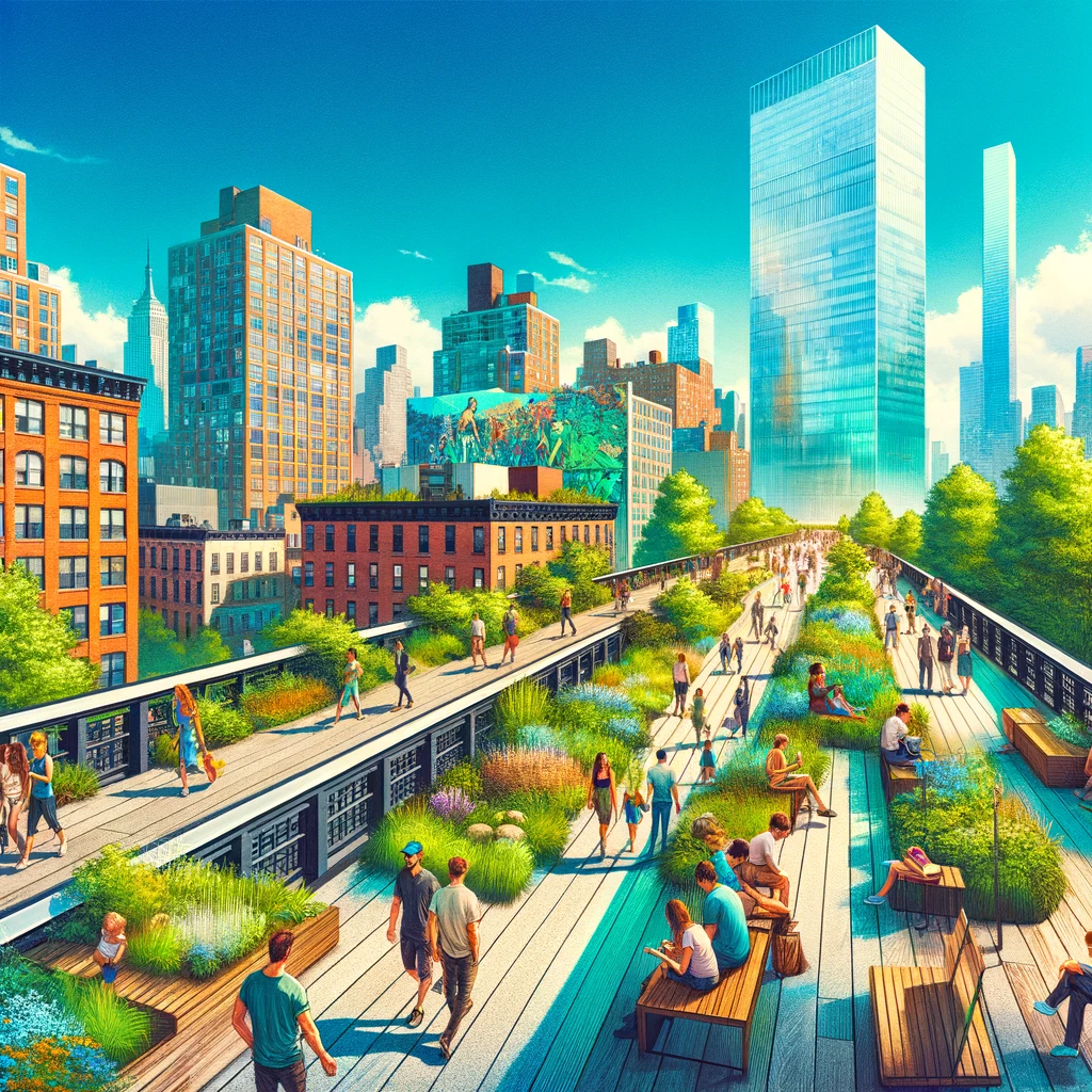 illustration of High Line in New York