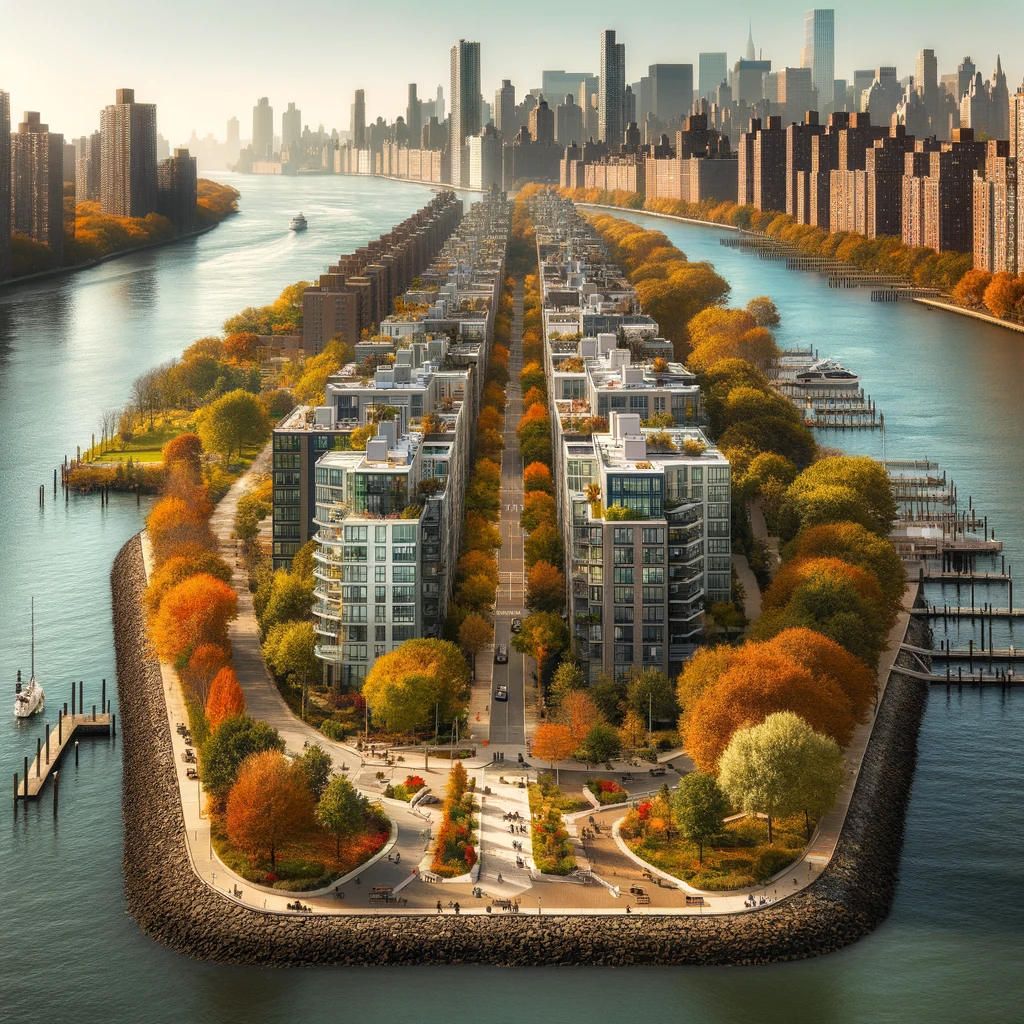 illustration of Roosevelt Island in New York