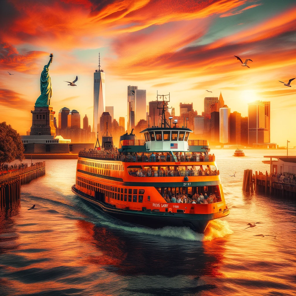 illustration of Staten Island Ferry in New York