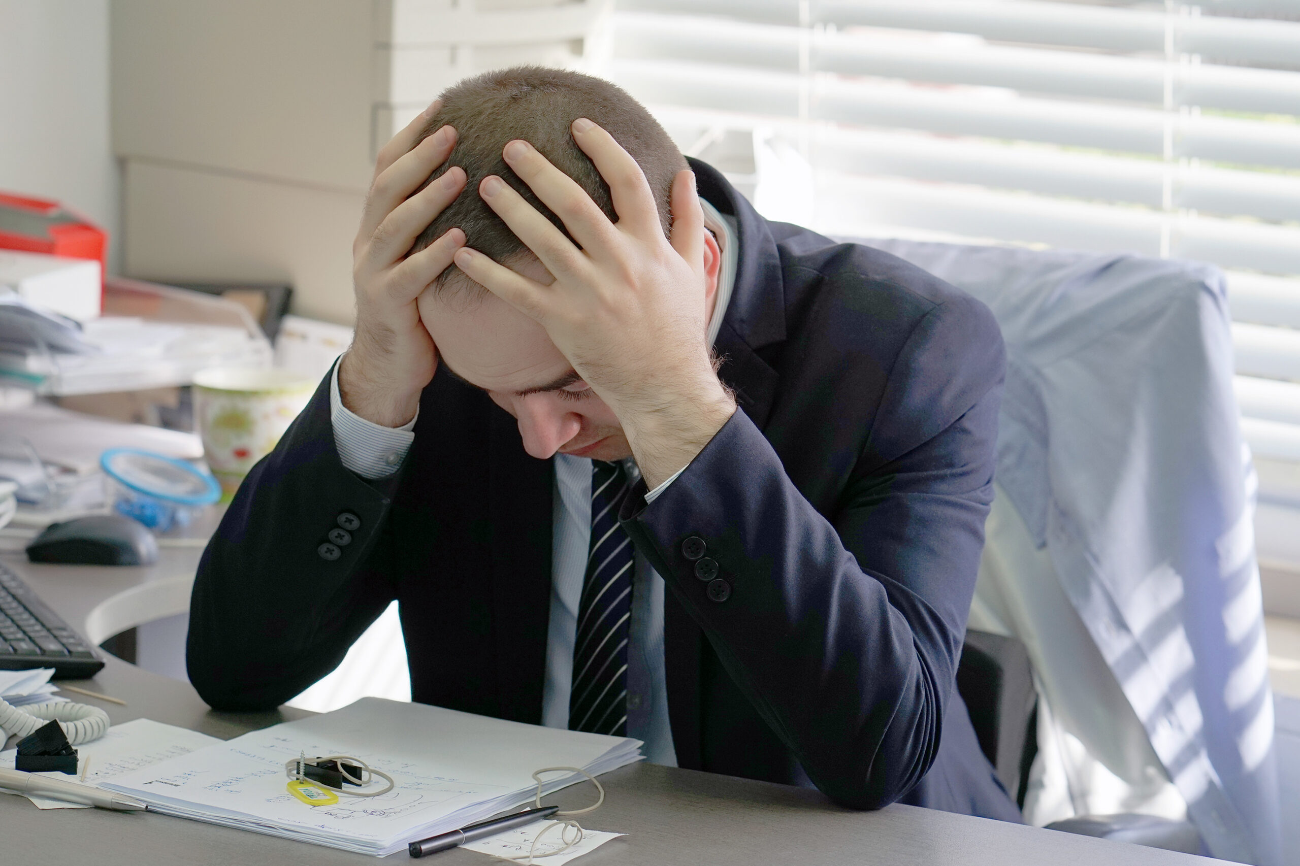 Men stressed out at work