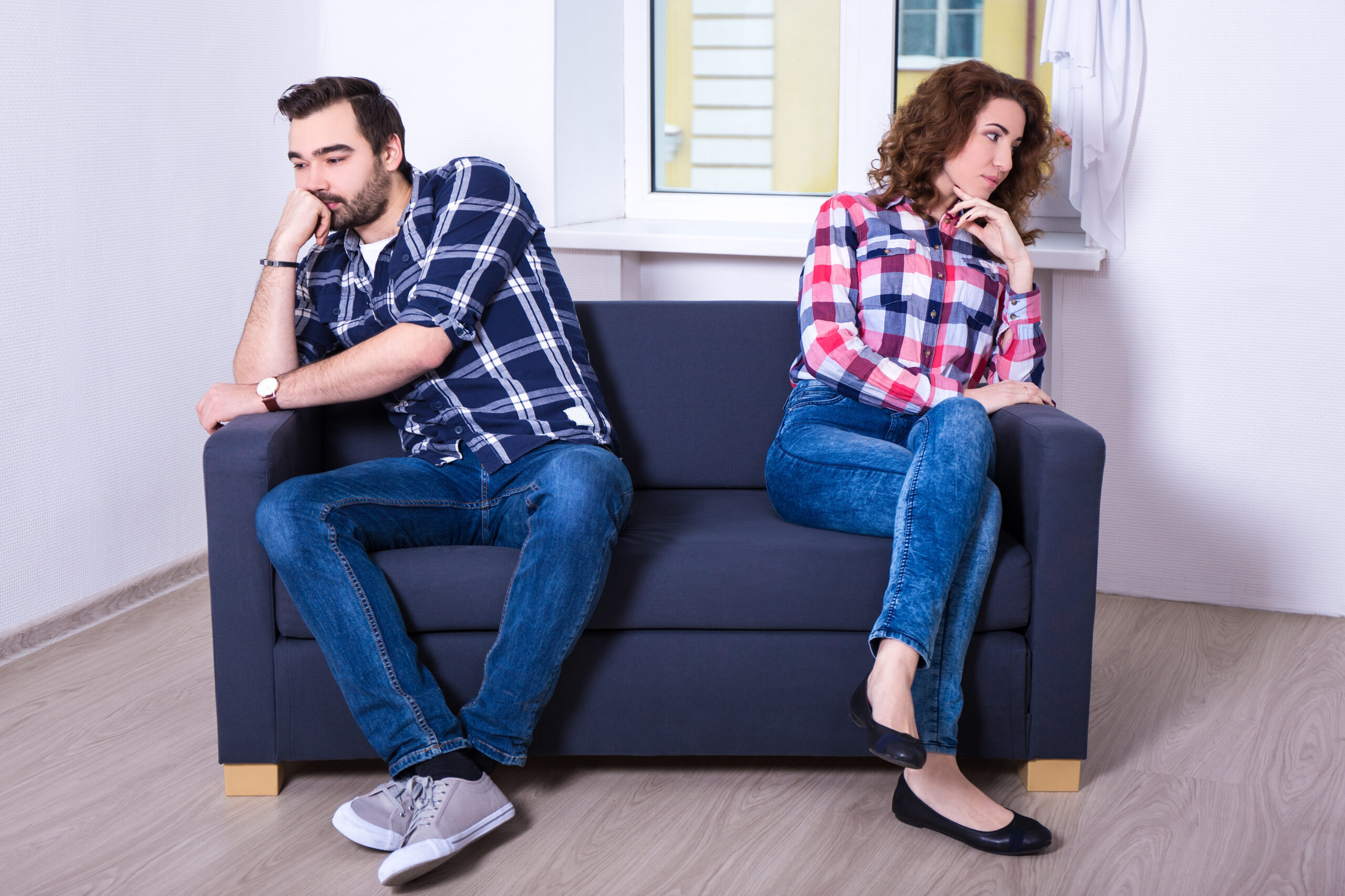 relationship and conflict concept - unhappy couple after quarrel