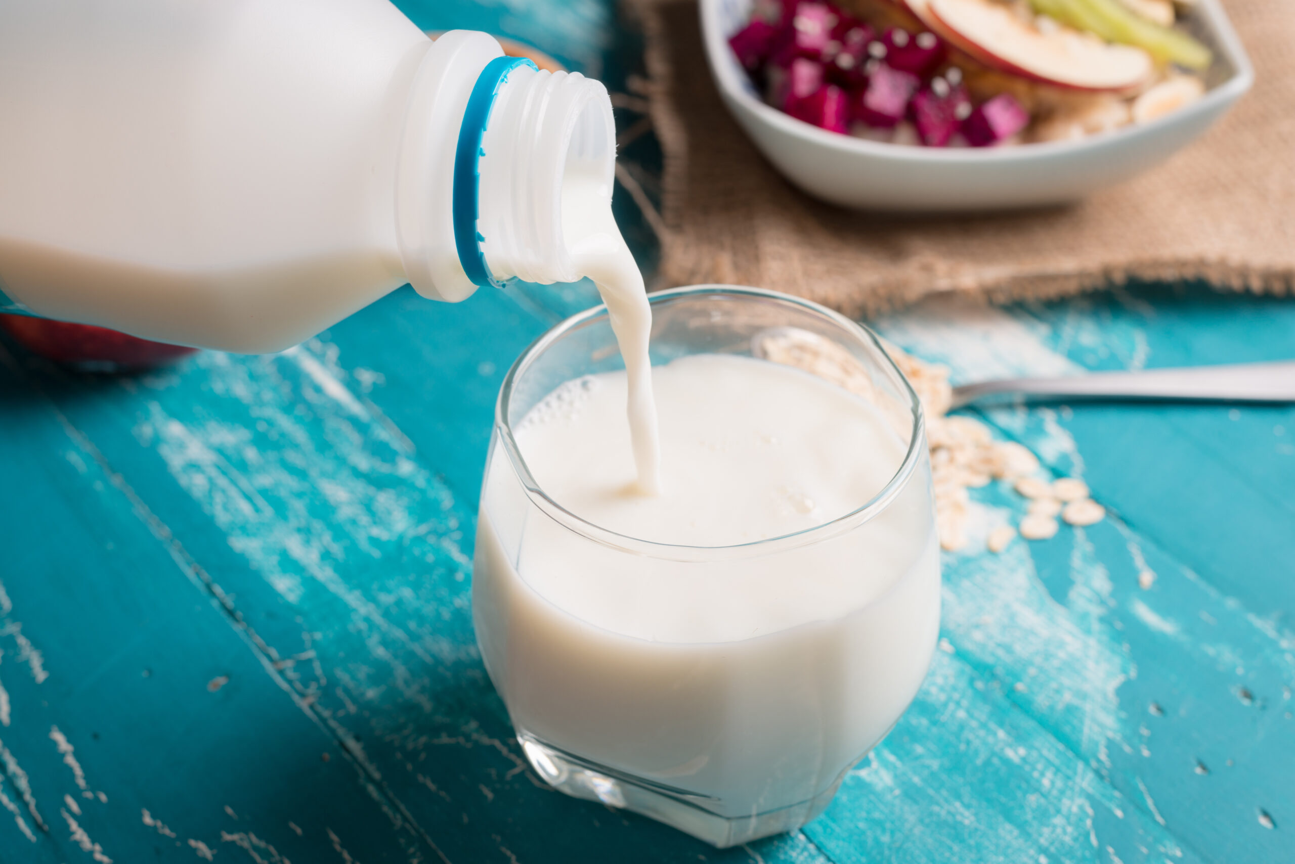 Pouring milk into glass