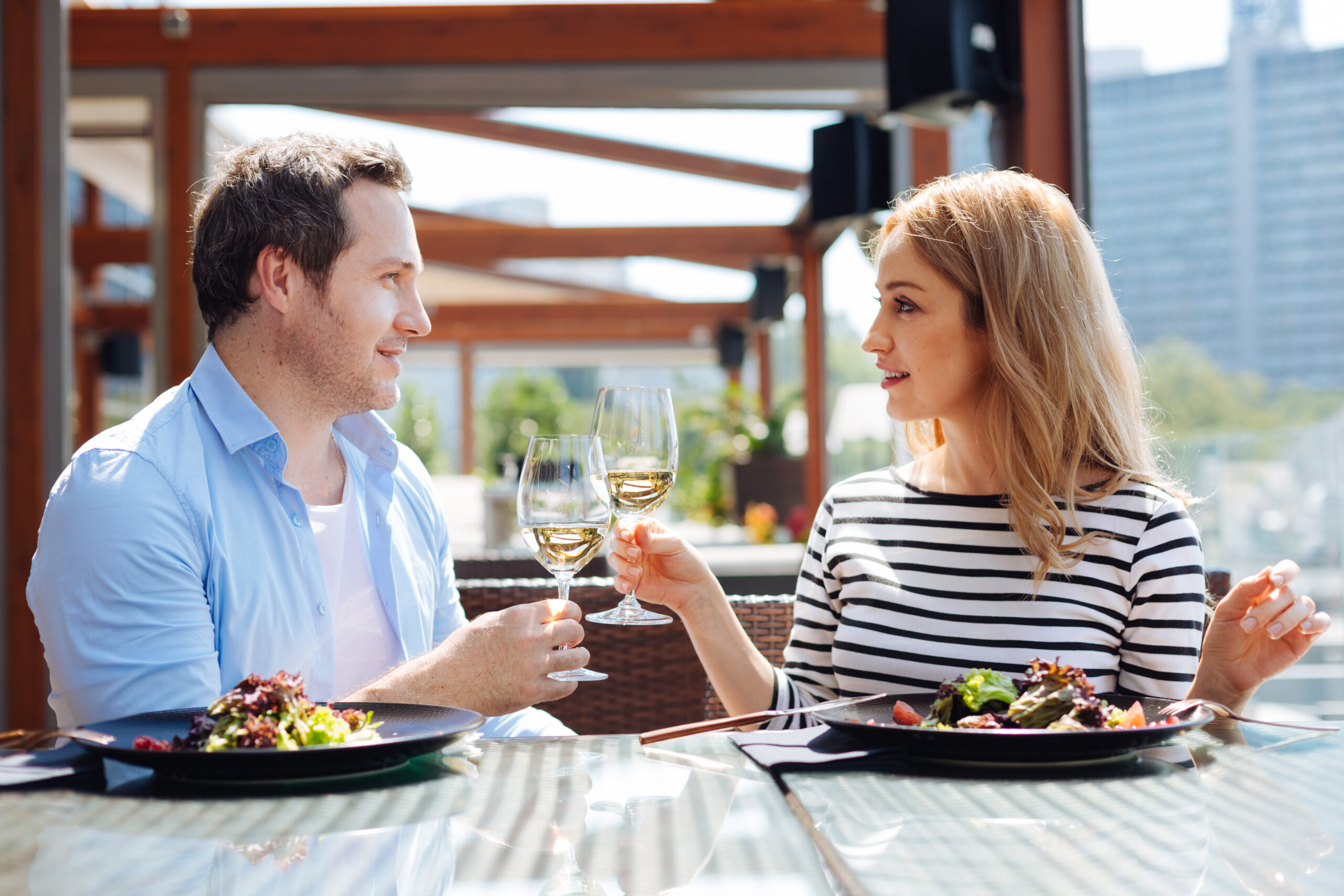 Nice pleasant couple having a celebration