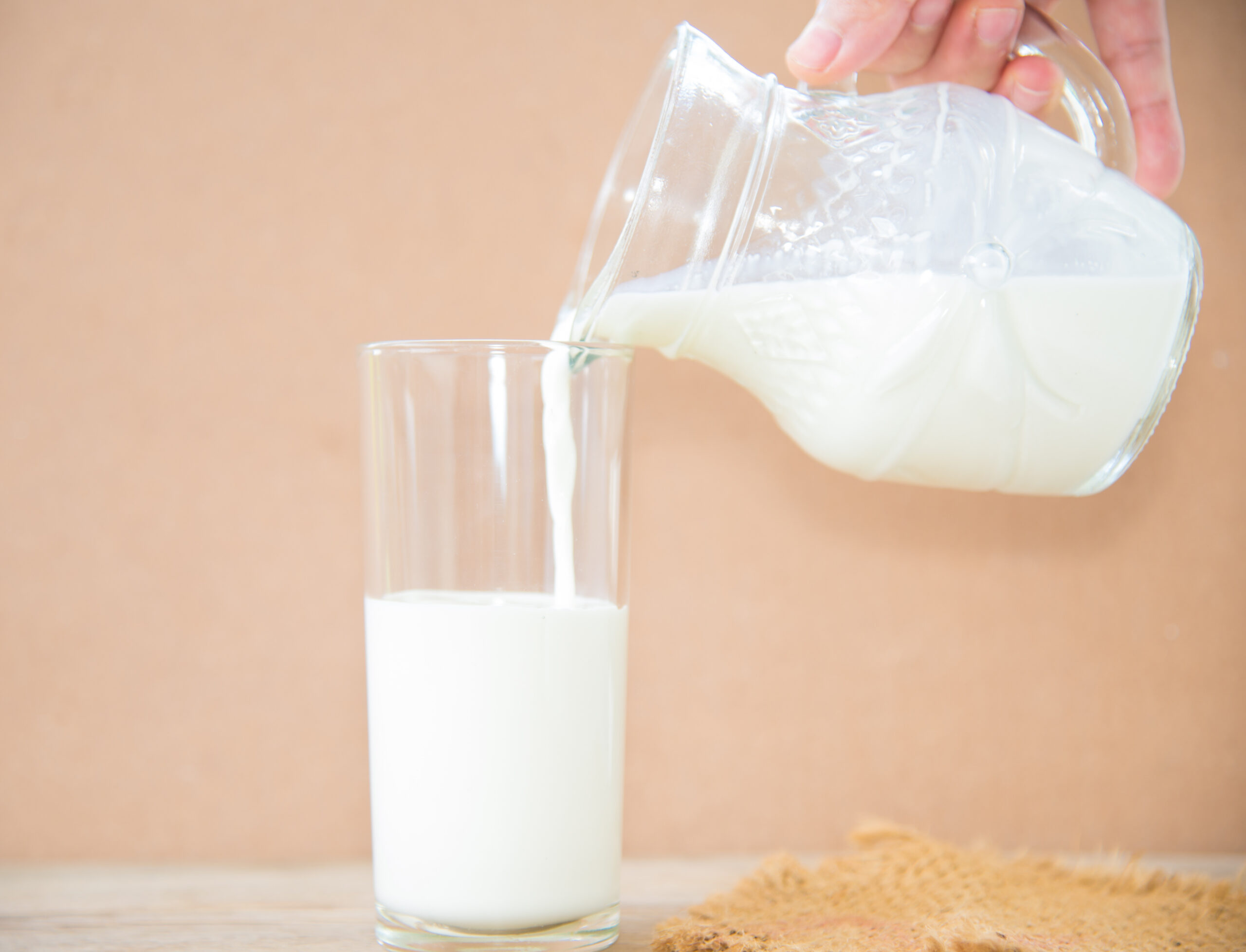 milk in glass on table