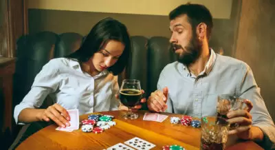 Couple playing poker