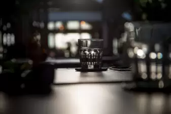 Glasses and Table Setting in Restaurant