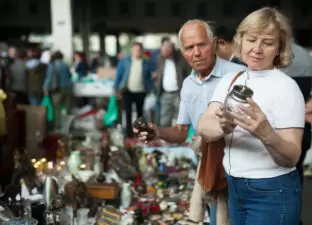 Older couple shopping for antiques