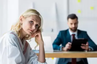 woman looking at upset