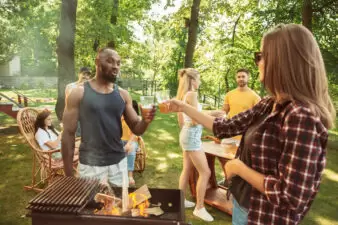 Happy friends at barbecue