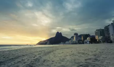 Sunset on Ipanema Beach in Rio de Janeiro, Brazil