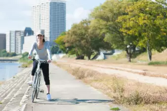 Woman riding a bicycle