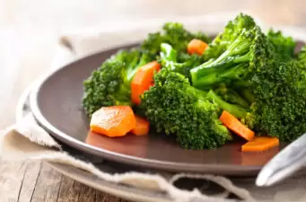 Steamed broccoli on plate