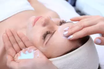 Woman getting a facial