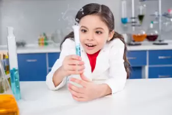 Girl in chemical lab