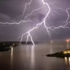 lightning over river