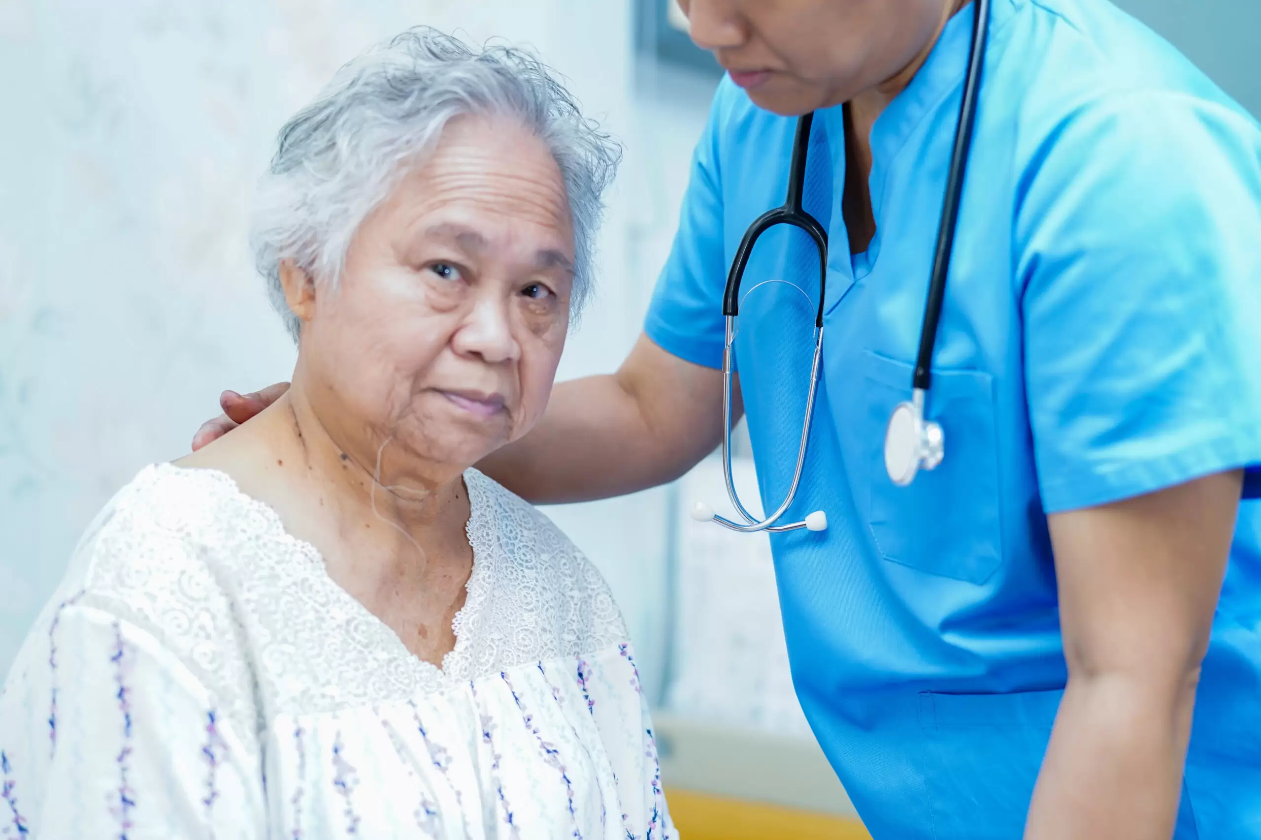 old woman with doctor