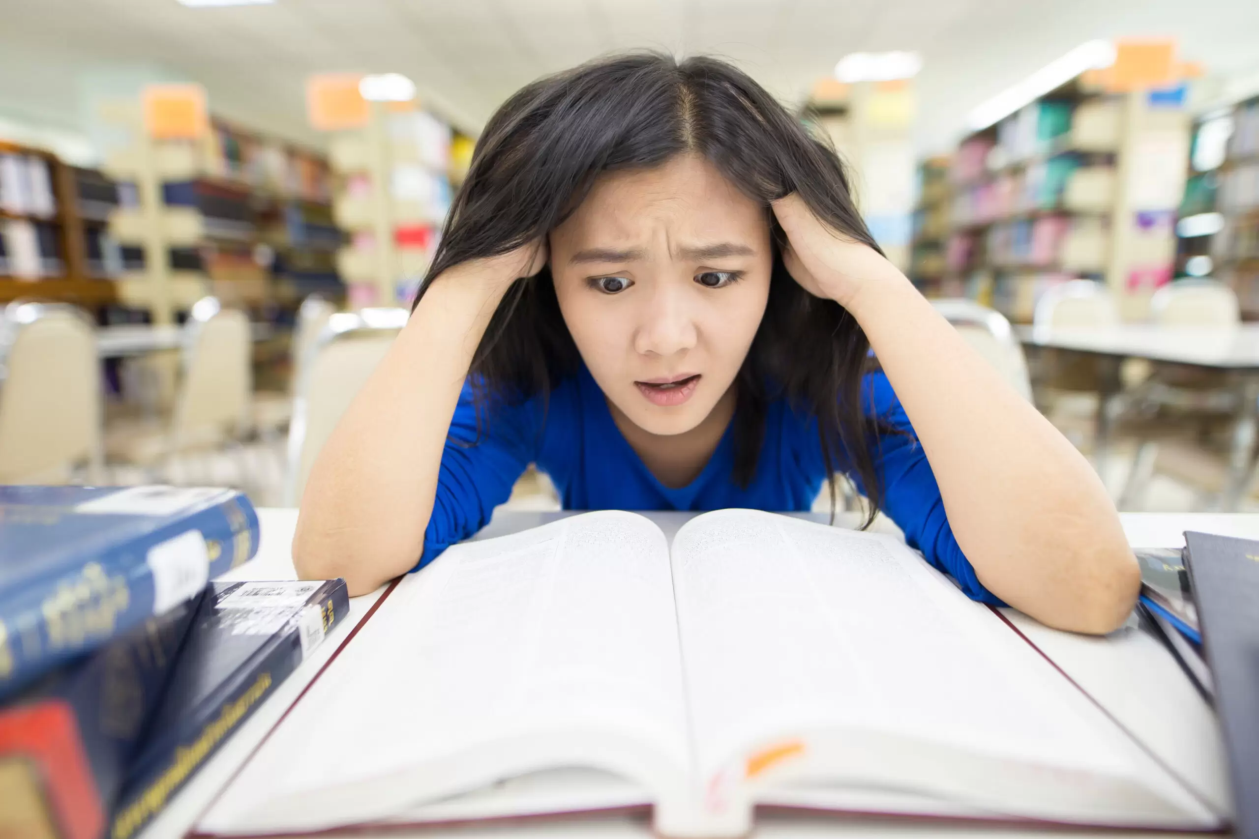 Crazy woman in the library